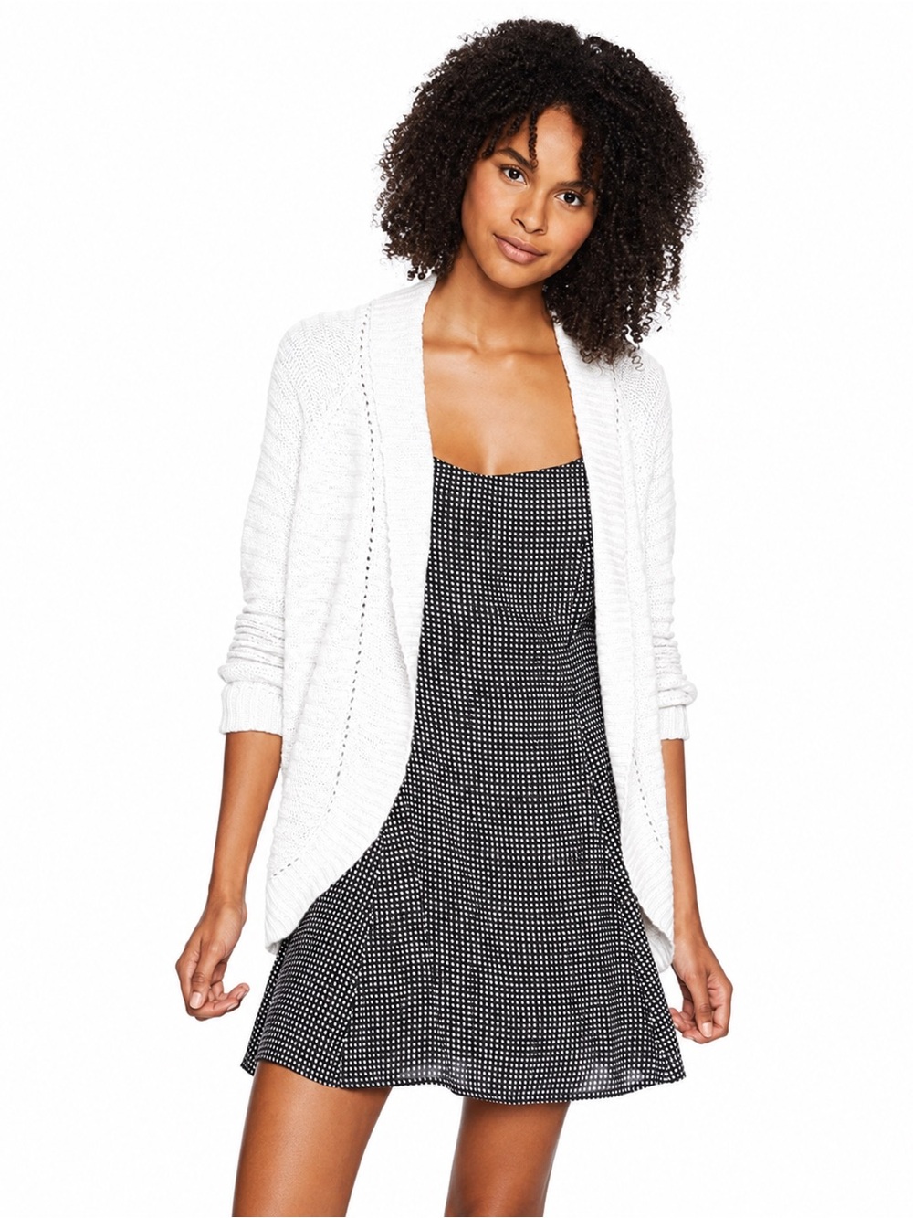 Roxy Let’s Go Anywhere White Open-Front Knit Cardigan